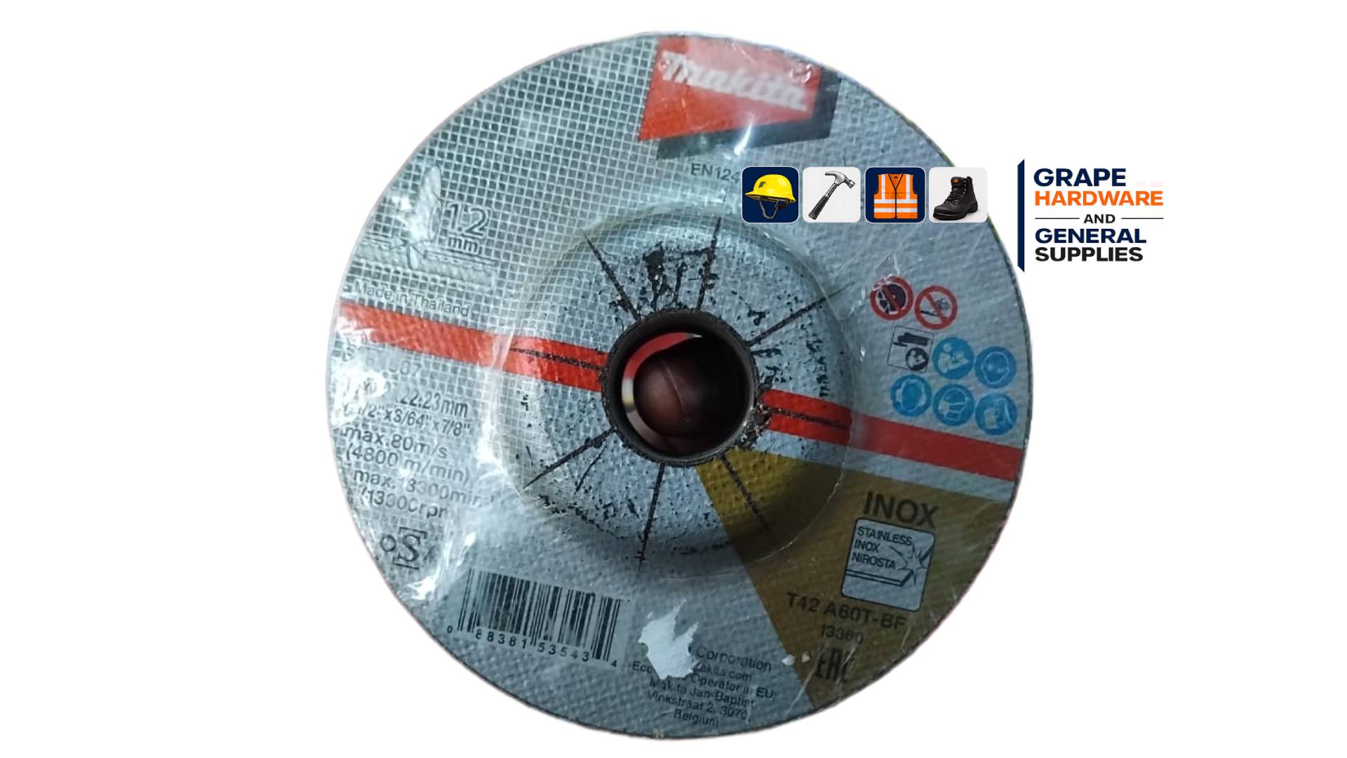 Disco de corte MAKITA acero inoxidable 115x1,2x22 mm B-64587