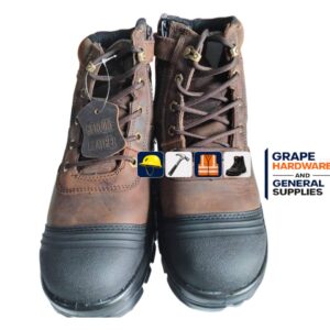 Men's Work Boots, Crazy Horse Leather, Steel Toes Mens Work Shoes, Non Slip Lace Up Protective Shoes, 6 Inch, Anti-Smashing,Anti-Fatigue (AT508, Brown)