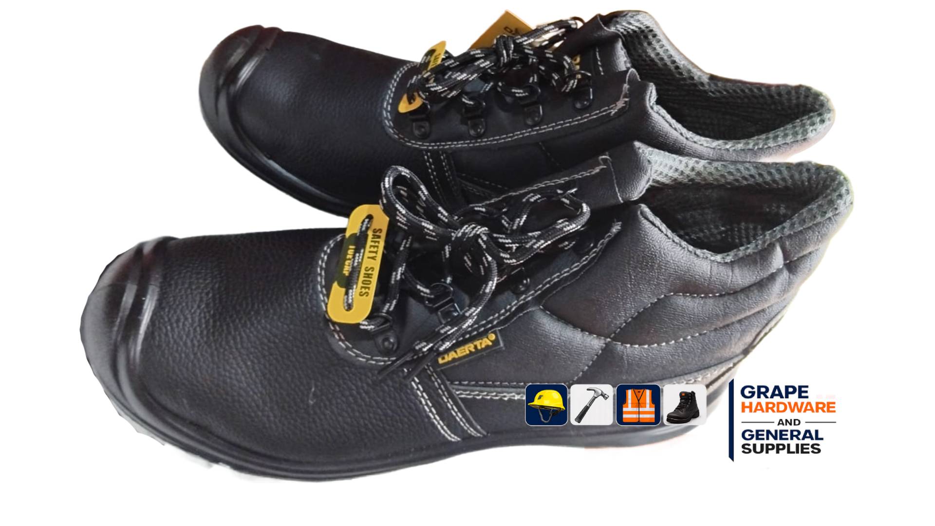 ELECANT Lace-up Steel Toe Safety Shoes for Construction, Factory and Industrial Work||Black Safety Shoes for Men