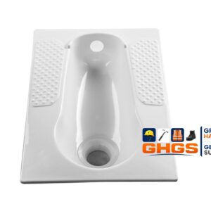 Ceramic Squat Toilet Pan with Anti-Slip Footrests – White Floor Mounted Squatting Toilet