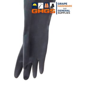 Rubber Plastic Multipurpose Natural Gum Rubber Reusable Cleaning Gloves (Color: Black, Size: 8.5 Inch)