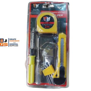 TianMu 4-in-1 household tool kit features a yellow 2-meter measuring tape